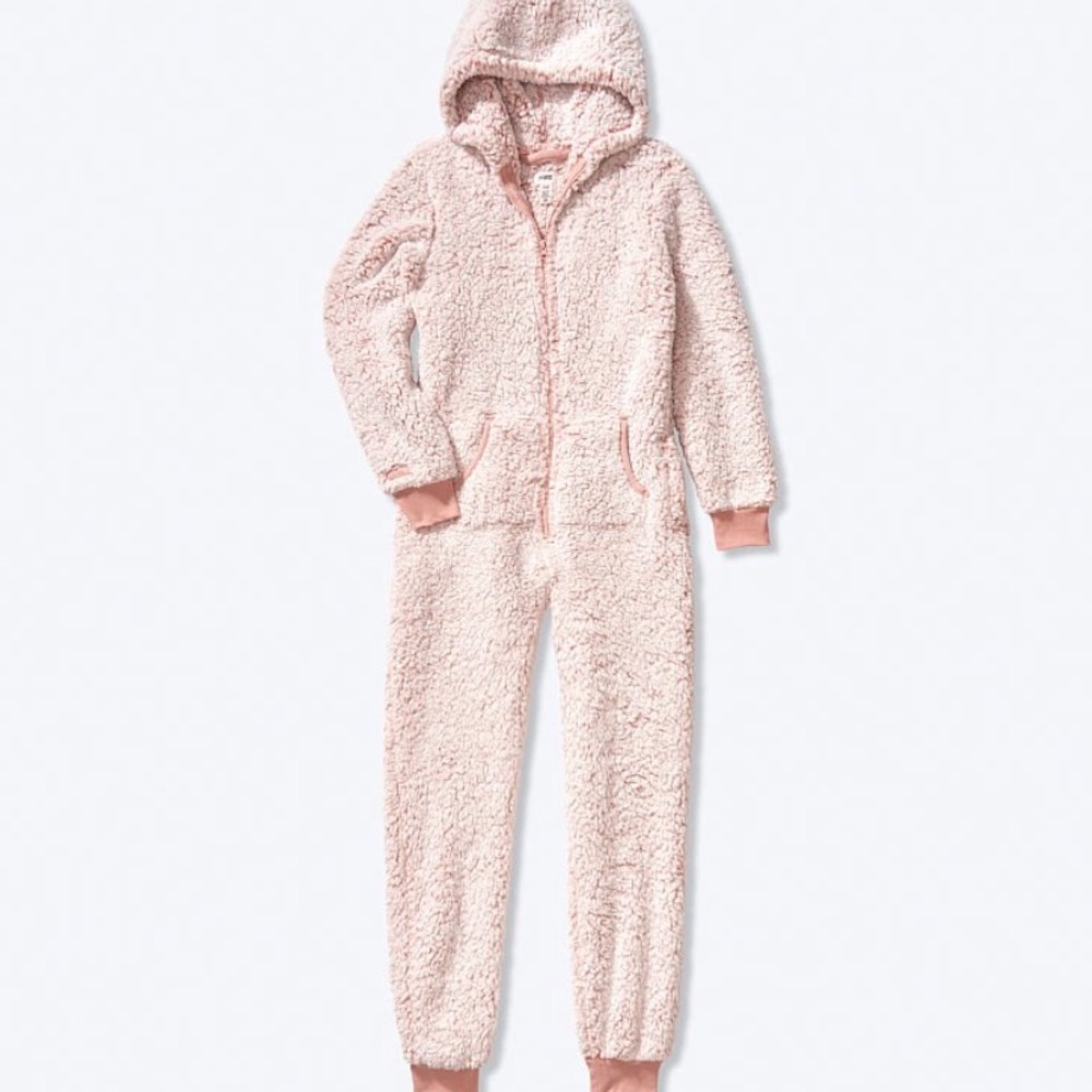PINK by Victoria’s Secret pink SHERPA onesie for sleep